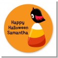 Candy Corn with Bird - Round Personalized Halloween Sticker Labels thumbnail