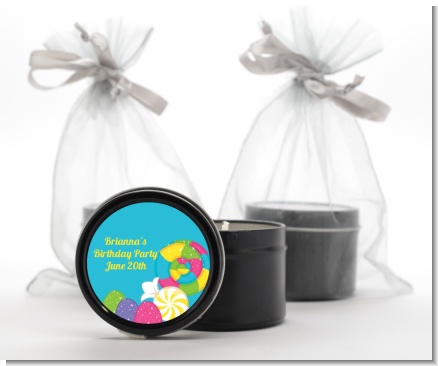 Candy Land - Birthday Party Black Candle Tin Favors