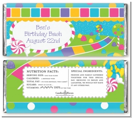 Candy Land - Personalized Birthday Party Candy Bar Wrappers