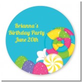 Candy Land - Round Personalized Birthday Party Sticker Labels