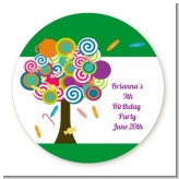 Candy Tree - Round Personalized Birthday Party Sticker Labels