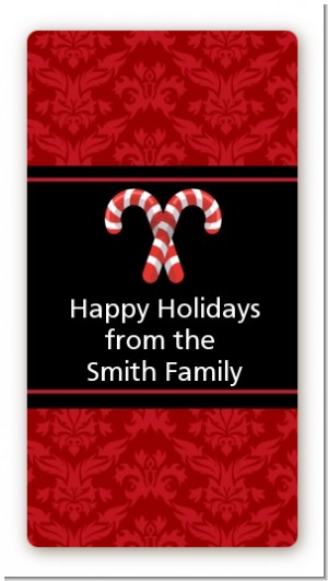 Candy Canes - Custom Rectangle Christmas Sticker/Labels