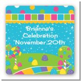 Candy Land - Square Personalized Birthday Party Sticker Labels