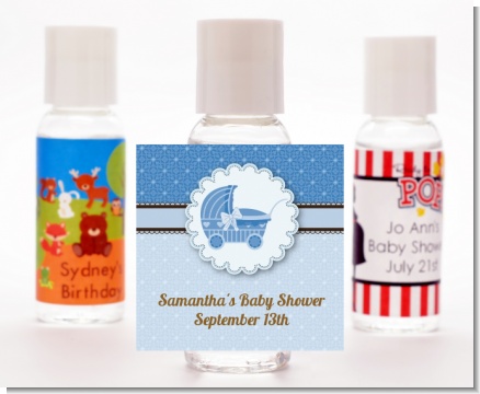 Carriage Blue - Personalized Baby Shower Hand Sanitizers Favors