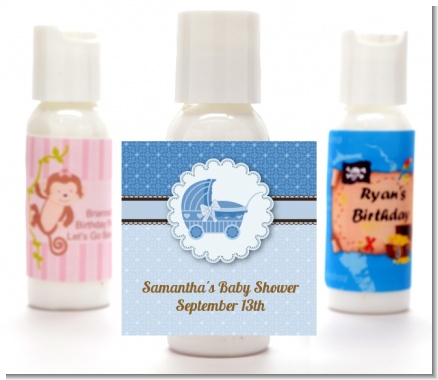 Carriage Blue - Personalized Baby Shower Lotion Favors