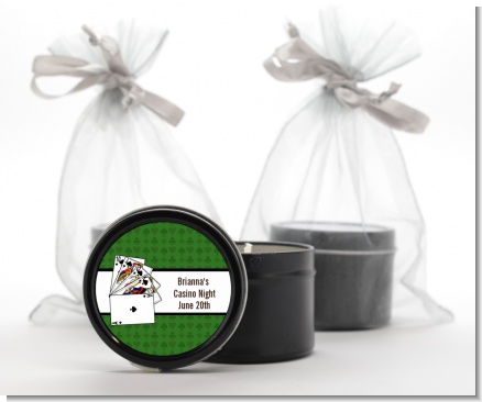 Casino Night Royal Flush - Birthday Party Black Candle Tin Favors