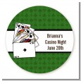 Casino Night Royal Flush - Round Personalized Birthday Party Sticker Labels thumbnail