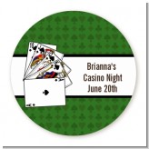 Casino Night Royal Flush - Round Personalized Birthday Party Sticker Labels