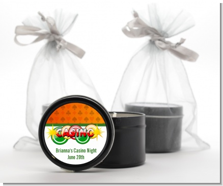 Casino Night Vegas Style - Birthday Party Black Candle Tin Favors