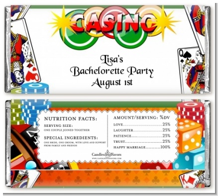 Casino Night Vegas Style - Personalized Birthday Party Candy Bar Wrappers