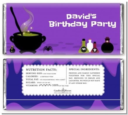 Cauldron & Potions - Personalized Birthday Party Candy Bar Wrappers