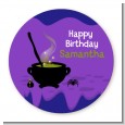 Cauldron & Potions - Round Personalized Birthday Party Sticker Labels thumbnail