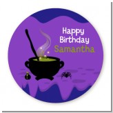 Cauldron & Potions - Round Personalized Birthday Party Sticker Labels