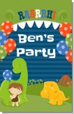 Dinosaur and Caveman - Personalized Birthday Party Wall Art