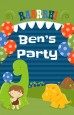 Dinosaur and Caveman - Personalized Birthday Party Wall Art thumbnail