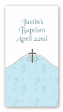Cross Blue - Custom Rectangle Baptism / Christening Sticker/Labels