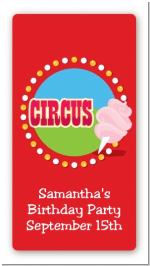 Circus Cotton Candy - Custom Rectangle Birthday Party Sticker/Labels