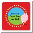 Circus Cotton Candy - Square Personalized Birthday Party Sticker Labels thumbnail