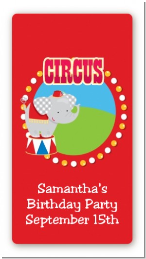 Circus Elephant - Custom Rectangle Birthday Party Sticker/Labels