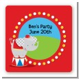 Circus Elephant - Square Personalized Birthday Party Sticker Labels thumbnail