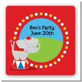 Circus Elephant - Square Personalized Birthday Party Sticker Labels