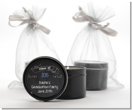 Chalkboard Celebration - Graduation Party Black Candle Tin Favors