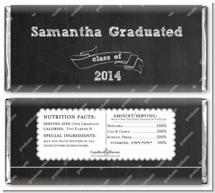 Chalkboard Celebration - Personalized Graduation Party Candy Bar Wrappers