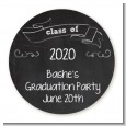 Chalkboard Celebration - Round Personalized Graduation Party Sticker Labels thumbnail