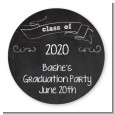 Chalkboard Celebration - Round Personalized Graduation Party Sticker Labels thumbnail