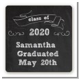 Chalkboard Celebration - Square Personalized Graduation Party Sticker Labels thumbnail