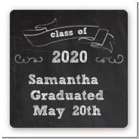 Chalkboard Celebration - Square Personalized Graduation Party Sticker Labels