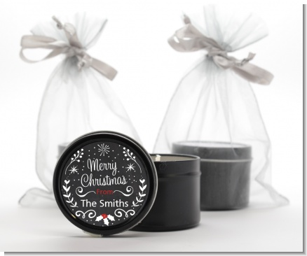 Chalkboard Mistletoe - Christmas Black Candle Tin Favors