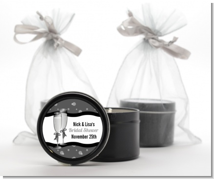 Champagne Glasses - Bridal Shower Black Candle Tin Favors