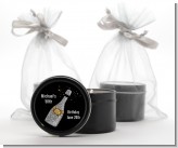 Champagne Gold Silver Faux Glitter - Birthday Party Black Candle Tin Favors