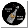 Champagne Gold Silver Faux Glitter - Round Personalized Birthday Party Sticker Labels thumbnail