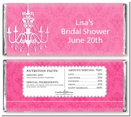 Chandelier - Personalized Bridal Shower Candy Bar Wrappers