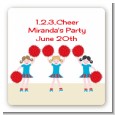 Cheerleader - Square Personalized Birthday Party Sticker Labels thumbnail