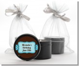 Cheetah Print Blue - Birthday Party Black Candle Tin Favors