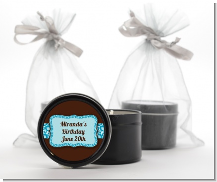 Cheetah Print Blue - Birthday Party Black Candle Tin Favors