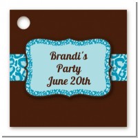 Cheetah Print Blue - Personalized Birthday Party Card Stock Favor Tags