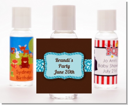 Cheetah Print Blue - Personalized Birthday Party Hand Sanitizers Favors