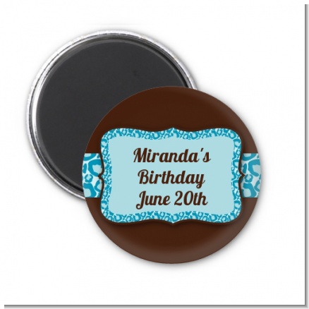 Cheetah Print Blue - Personalized Birthday Party Magnet Favors