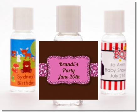 Cheetah Print Pink - Personalized Birthday Party Hand Sanitizers Favors