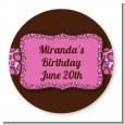 Cheetah Print Pink - Round Personalized Birthday Party Sticker Labels thumbnail