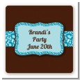 Cheetah Print Blue - Square Personalized Birthday Party Sticker Labels thumbnail