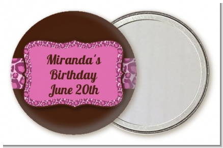 Cheetah Print Pink - Personalized Birthday Party Pocket Mirror Favors