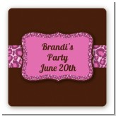 Cheetah Print Pink - Square Personalized Birthday Party Sticker Labels