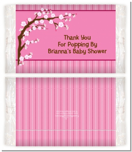 Cherry Blossom - Personalized Popcorn Wrapper Baby Shower Favors