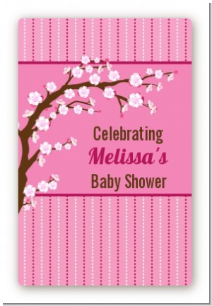 Cherry Blossom - Custom Large Rectangle Baby Shower Sticker/Labels