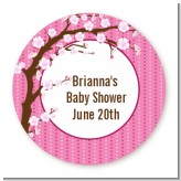 Cherry Blossom - Round Personalized Baby Shower Sticker Labels